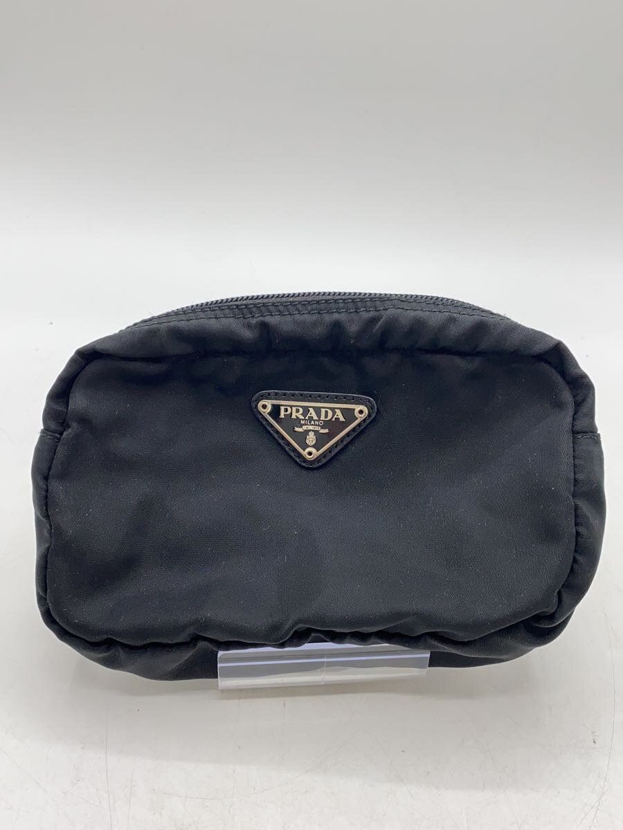 【中古】PRADA◆車寄せ/ナイロン/BLK/無地【御徒面子】