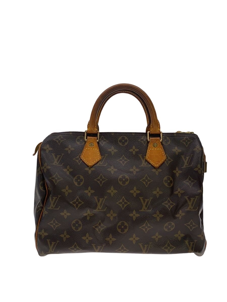 【中古】LOUIS VUITTON◆1)スピーディ30_モノグラム・帆布/PVC/BRW/型崩れ有/耐久性手シミ有【御徒面子】
