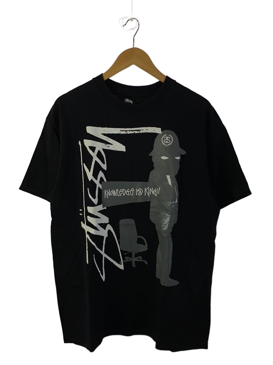 【中古】STUSSY◆プルオーバー/L/綿織物/BLK/KNOWLEDGE IS KING【メンズウェア】