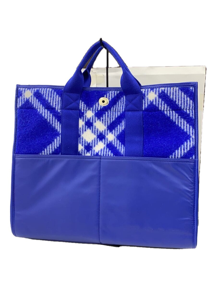 【中古】BURBERRY◆23AW/SHOPPER TOTE/2WAY/お手々\u0026トート/トートバッグ/羊毛/BLU/読み合わせる【御徒面子】