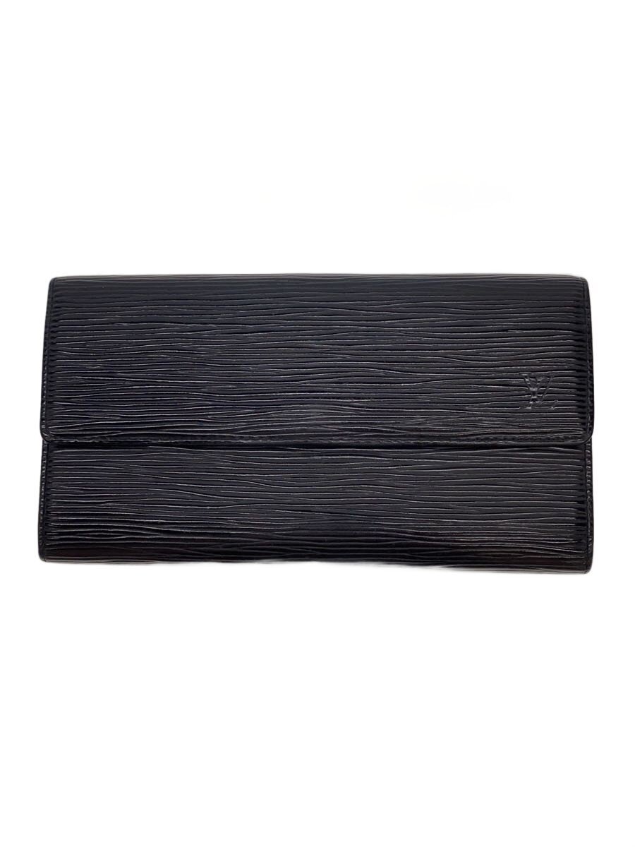 【中古】LOUIS VUITTON◆ポルト・モネ・クレディ_エピ/レザー/BLK/メンズ【服飾雑貨他】
