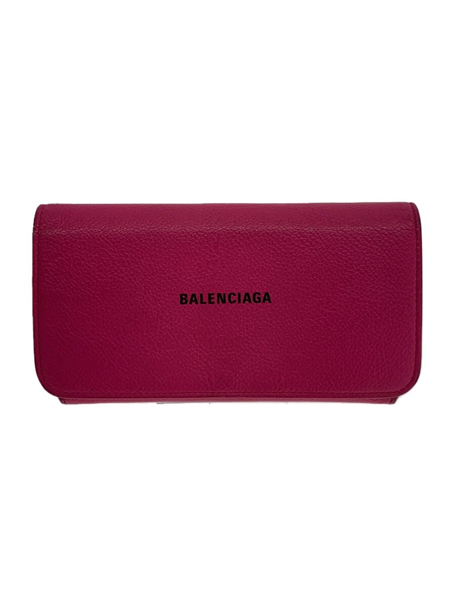 【中古】BALENCIAGA◆長紙入れ/なめし革/PNK/レディース/594289・5660・V・5322/汚れた状態有【服飾雑貨他】