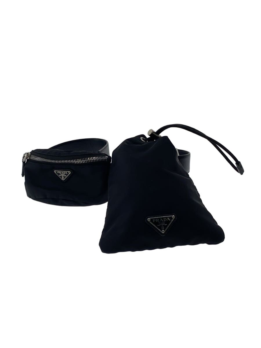 【中古】PRADA◆ベルトボディバッグ/ナイロン/黒いこと/VA0056//【御徒面子】