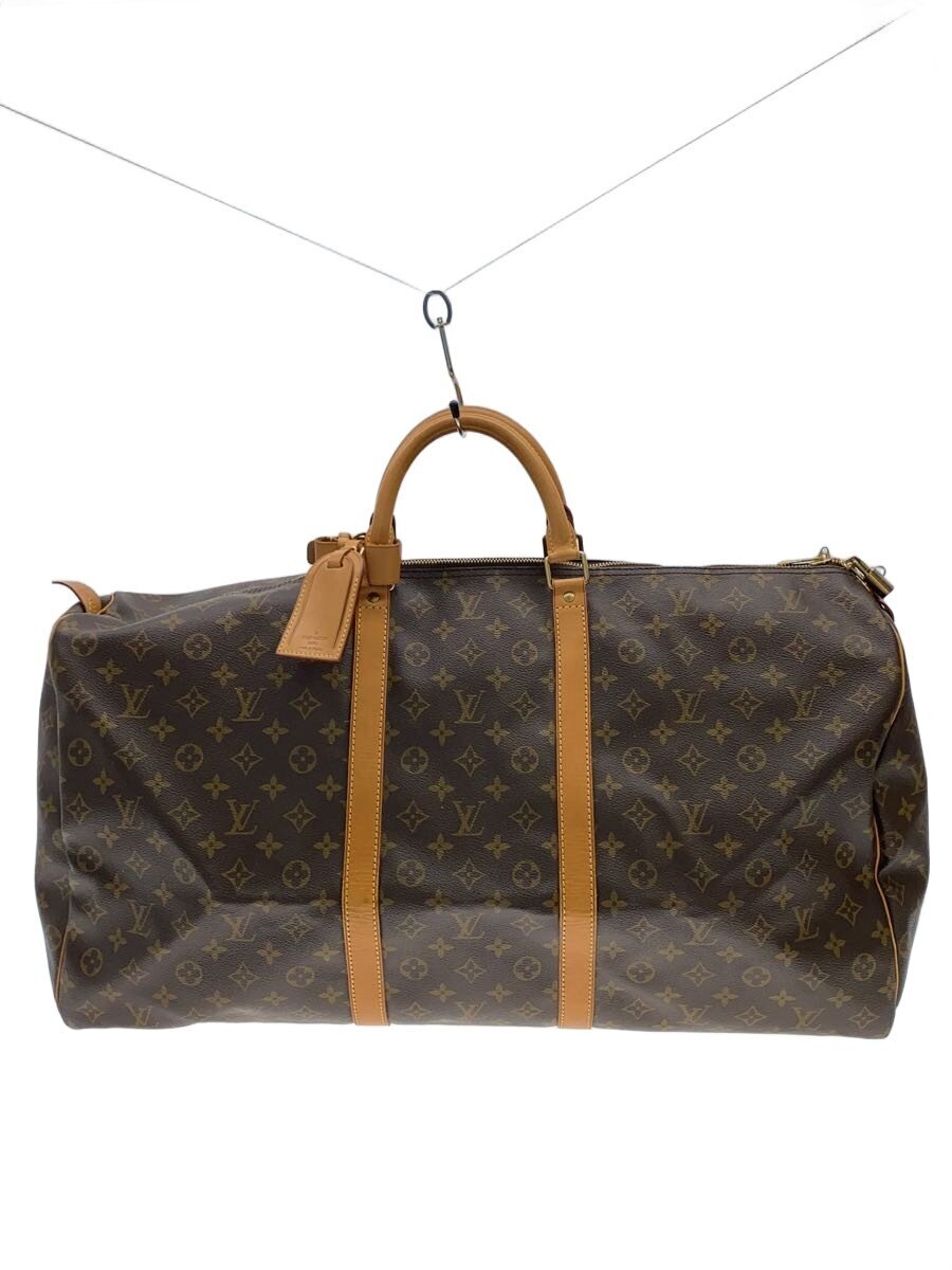 【中古】LOUIS VUITTON◆キーポル60_モノグラム・帆布/PVC/BRW/総柄/ボストンバッグ/鍵付き添い人【御徒面子】