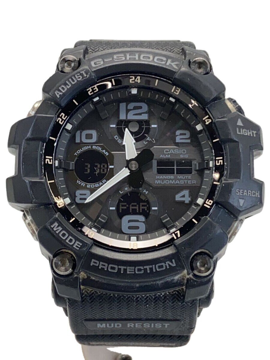 【中古】CASIO◆ソーラーウオッチ/アナログ/天然ゴム/BLK/GSG-100【服飾雑貨他】