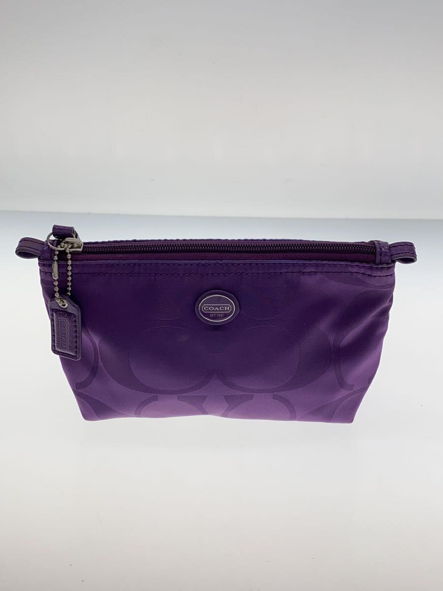 【中古】COACH◆シグネチャーナイロン/合財袋/ナイロン/PUP//【御徒面子】