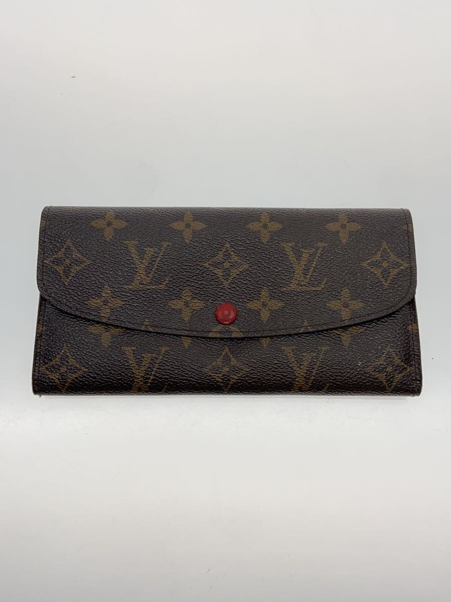 【中古】LOUIS VUITTON◆ポルト・フォイユ・エミリー_モノグラム・キャンバス_BRW_フューシャ/PVC/BRW/レディース【服飾雑貨他】