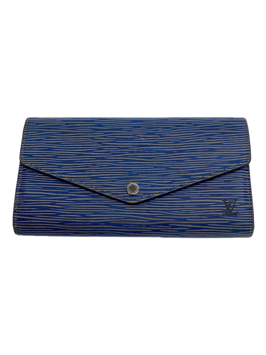 【中古】LOUIS VUITTON◆ポルト・フォイユ・サラ_エピ・デニム_BLU/レザー/BLU/メンズ【服飾雑貨他】