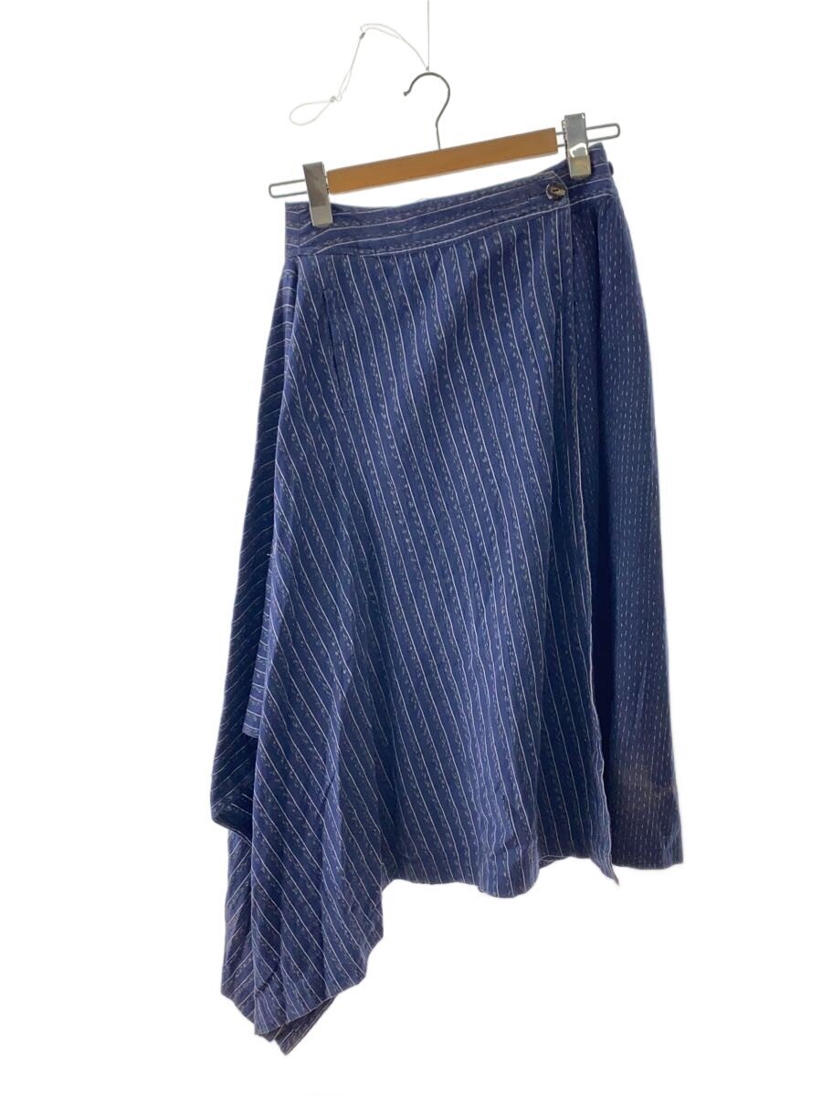 【中古】ISSEY MIYAKE◆80s/非相称/筆下げ札/ロングスコート/9/綿織物/BLU/総柄/JY52384//【レディース御召しもの】