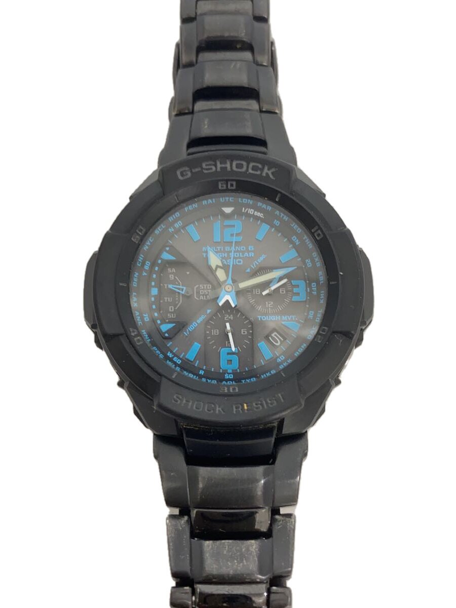 【中古】CASIO◆ソーラーウオッチ・G-SHOCK/アナログ/BLK【服飾雑貨他】