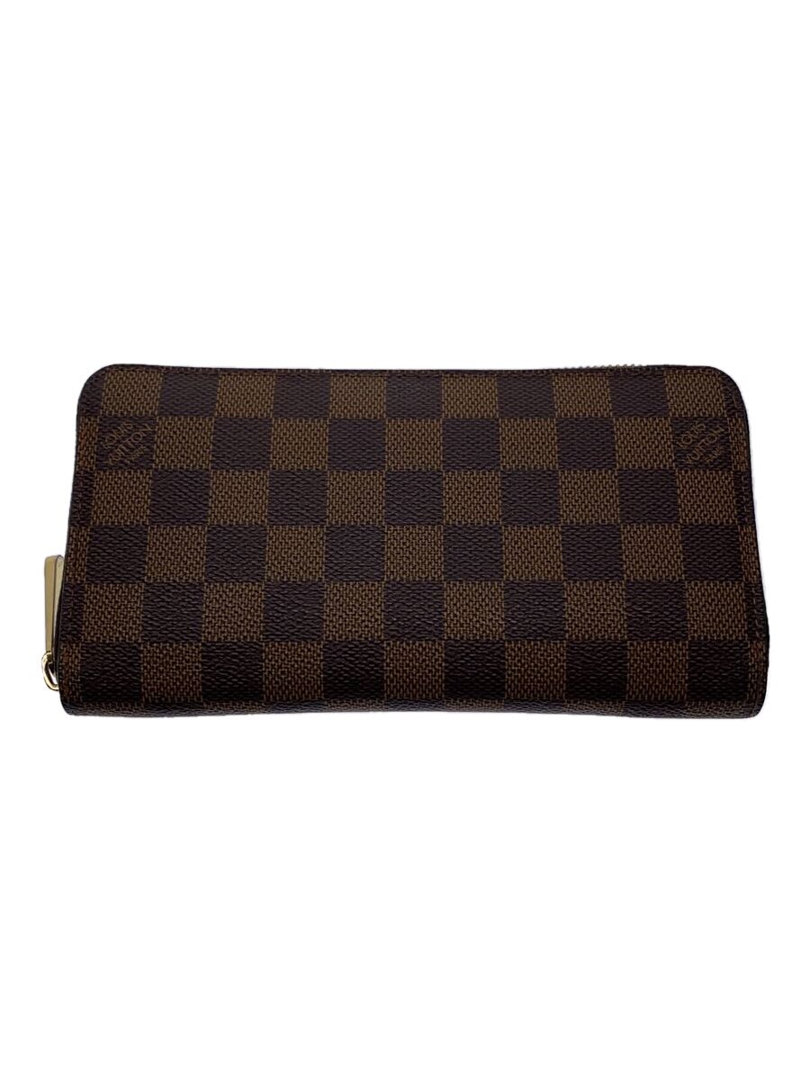 【中古】LOUIS VUITTON◆2)ジッピー・ウォレット_ダミエ・エベヌ_BRW_ローズバレリーヌ/PVC/BRW/総柄/レディース【服飾雑貨他】