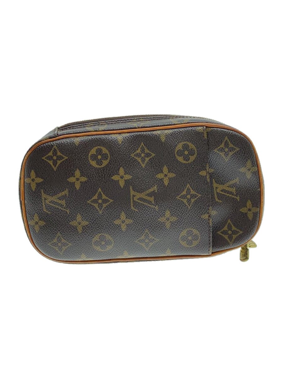 【中古】LOUIS VUITTON◆ポシェット・ガンジュ_モノグラム・帆布_BRW/なめし革【御徒面子】
