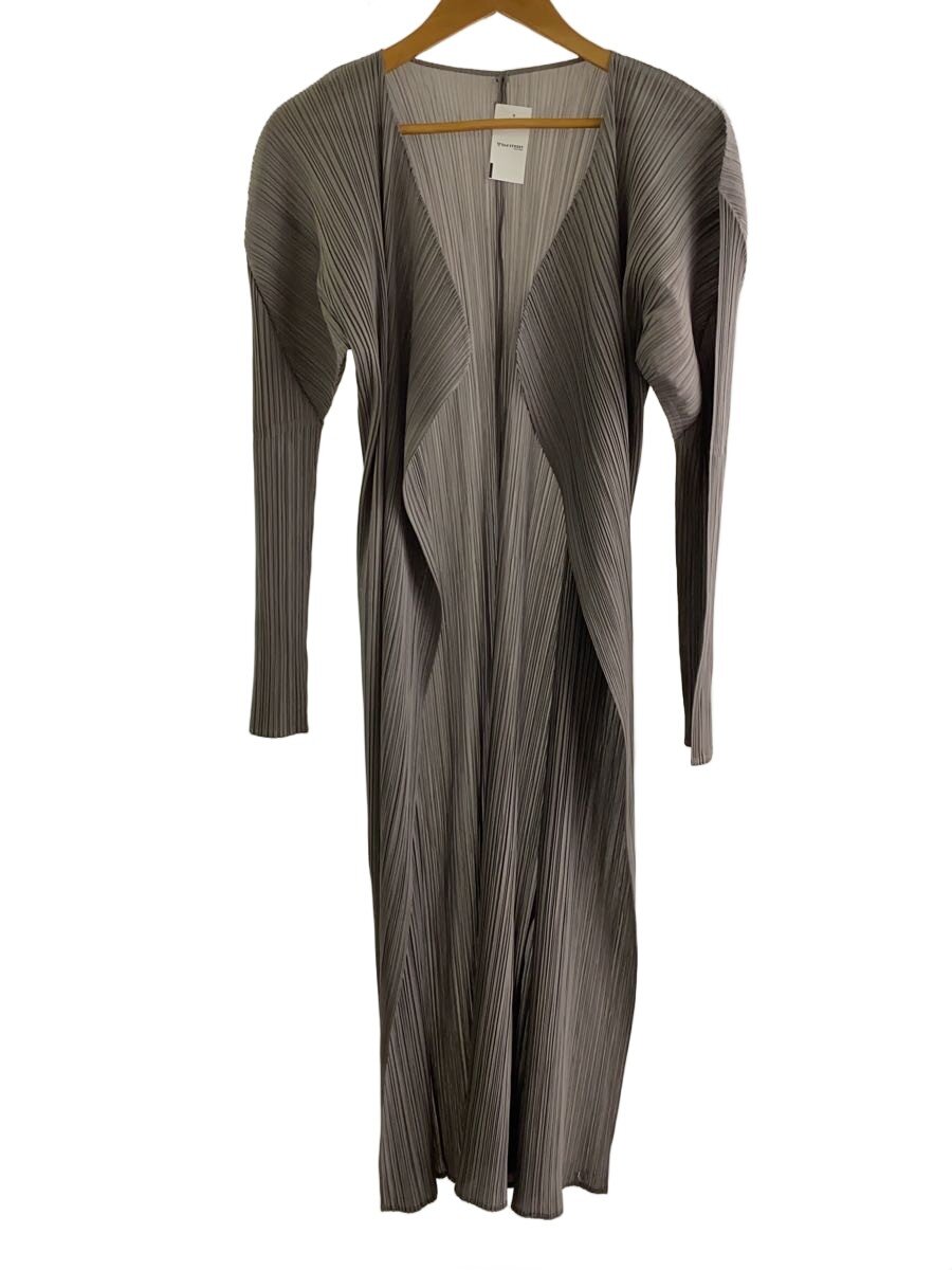 【中古】PLEATS PLEASE ISSEY MIYAKE◆プリーツロングカーディガン(薄手)/3/ポリエステル/GRY/PP04JH617/左裾ヨゴレ有//【レディースウェア】｜2ｎｄ STREET 店
