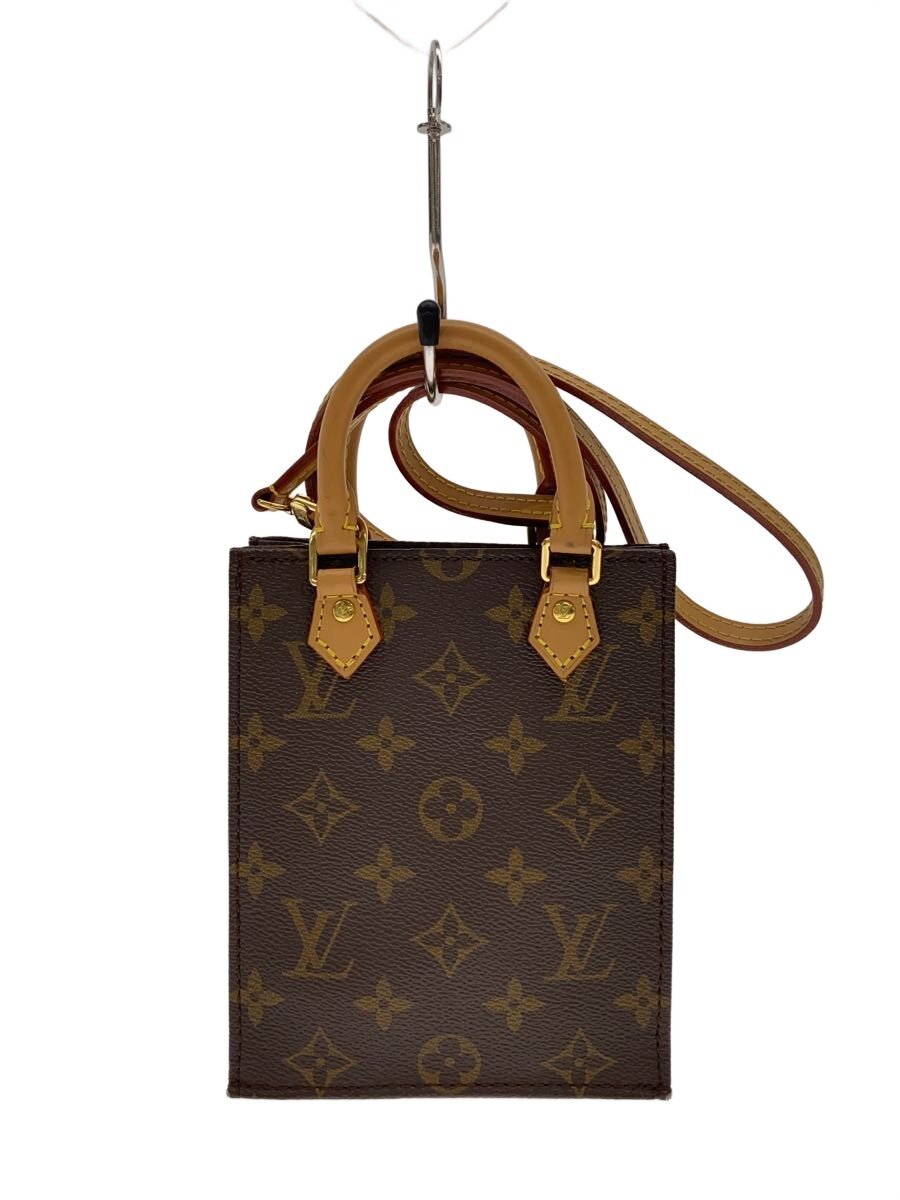 【中古】LOUIS VUITTON◆プティット・サックプラ_モノグラム・帆布/帆布/BRW/総柄【御徒面子】
