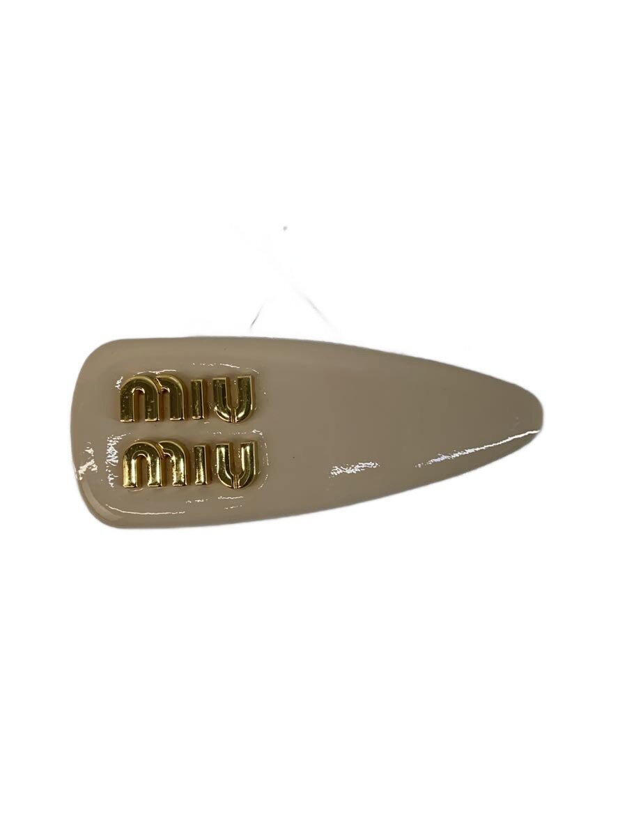 【中古】MIU MIU◆パテントレザーヘアクリップ/付属物/エナメル/BEG/レディース//【服飾雑貨他】