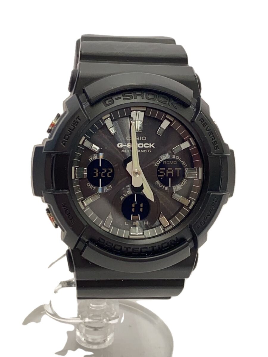 【中古】CASIO◆ソーラーウオッチ・G-SHOCK/デジアナ/天然ゴム/BLK/BLK/SS【服飾雑貨他】