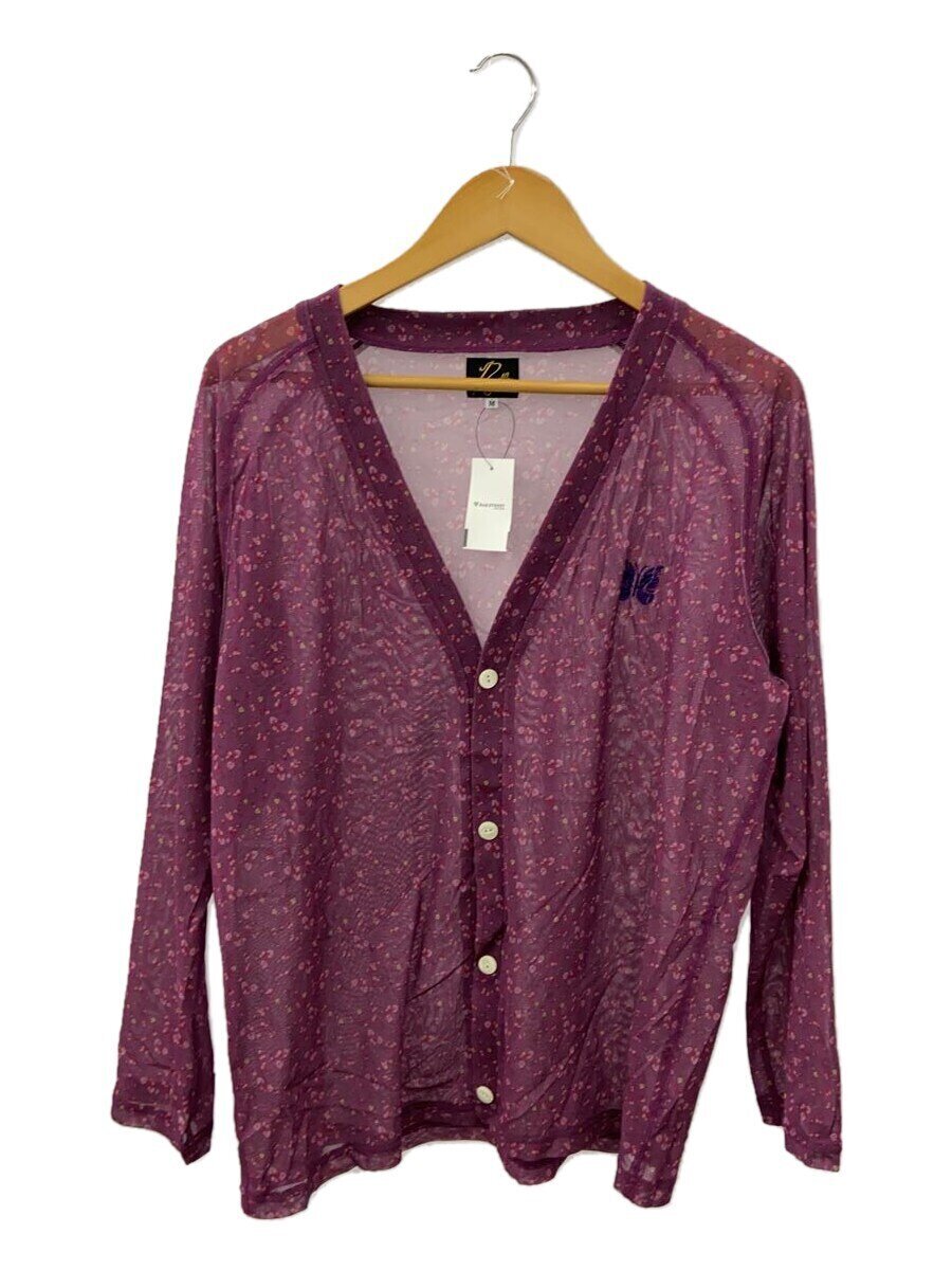 【中古】Needles◆V Neck Cardigan Poly Mesh/Floral/M/ポリエステル/PUP/花柄/MR169【メンズウェア】