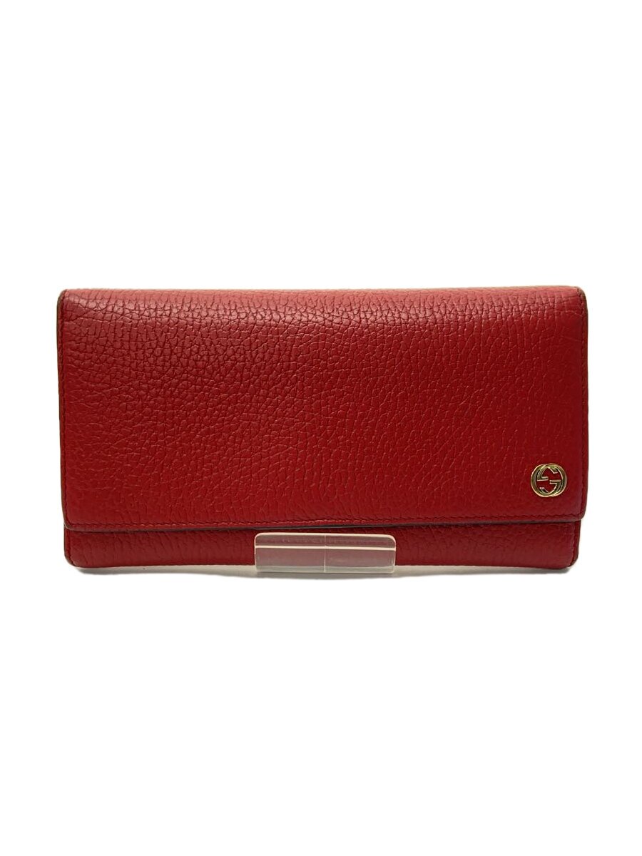 【中古】GUCCI◆長紙入れ_インターロッキングG/なめし革/RED/レディース【服飾雑貨他】