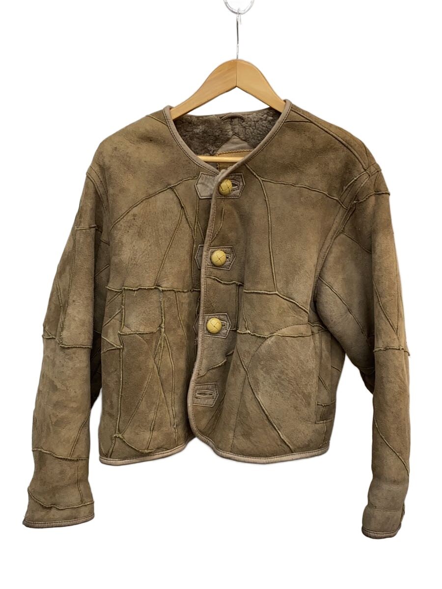 【中古】HAI SPORTING GEAR◆80s～/ムートンパッチワークジャケット/ISSEY MIYAKE/上衣/M/なめし革/BRW【メンズウェア】