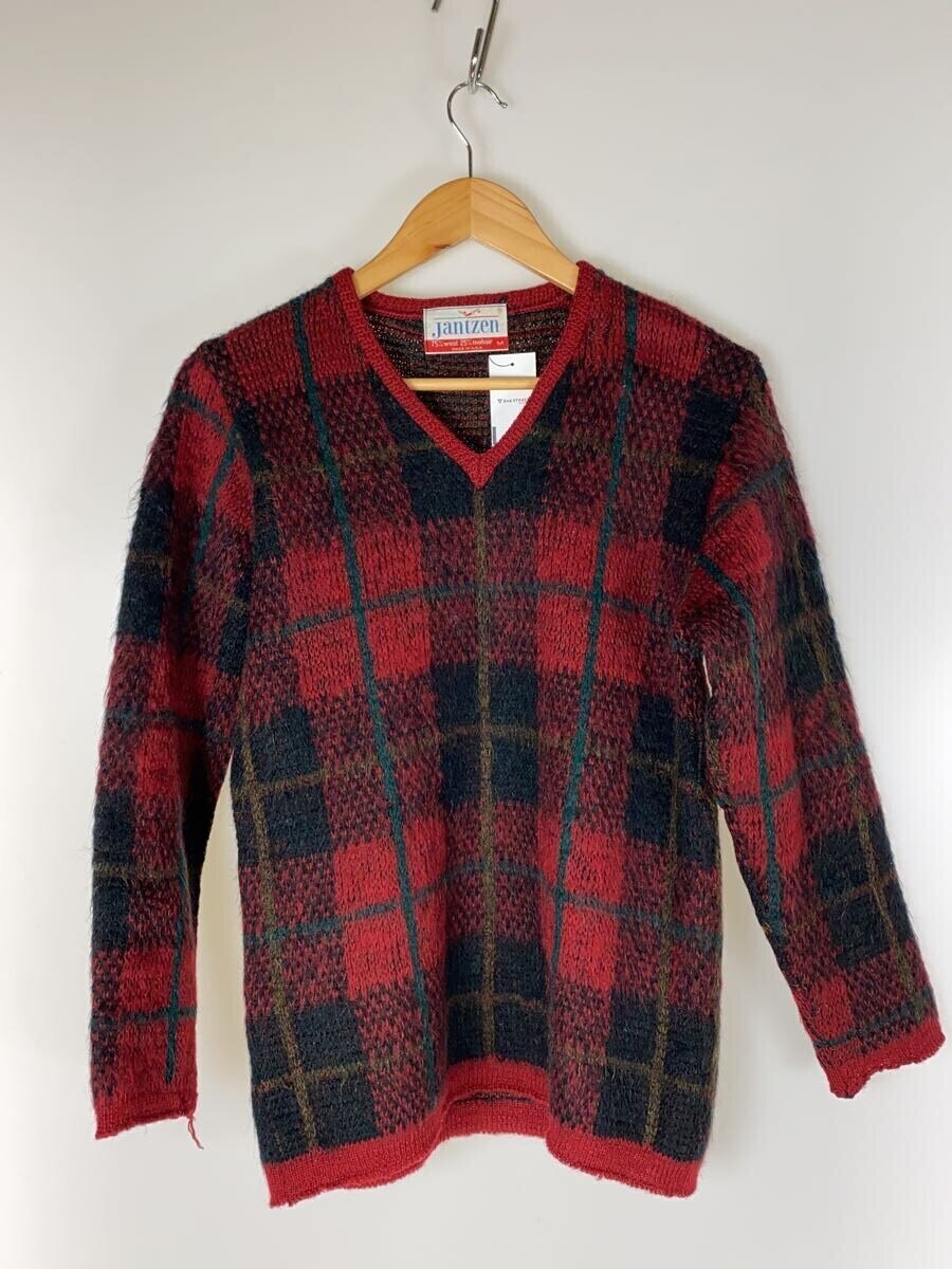 【中古】Jantzen◆編み物・プルオーバー(朦々たる)/M/羊毛/RED/照合のしるし【メンズウェア】