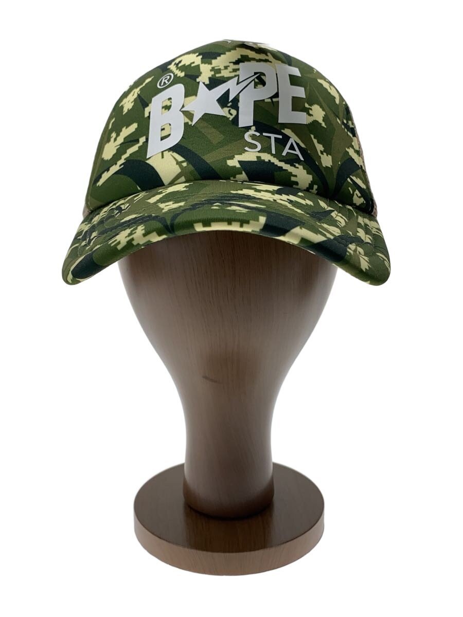 【中古】A BATHING APE◆CLOT TRUCKER CAP/メッシュ旗がしら/FREE/ポリエステル/KHK/間鴨フラ/メンズ【服飾雑貨他】