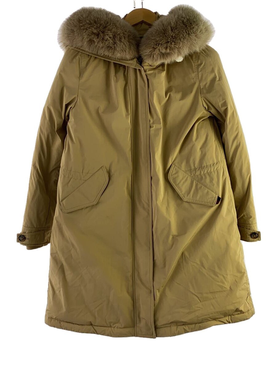 【中古】Woolrich◆ロングダウンジャケット/S/ポリエステル/BEG/WWOU0437【レディースお召しもの】