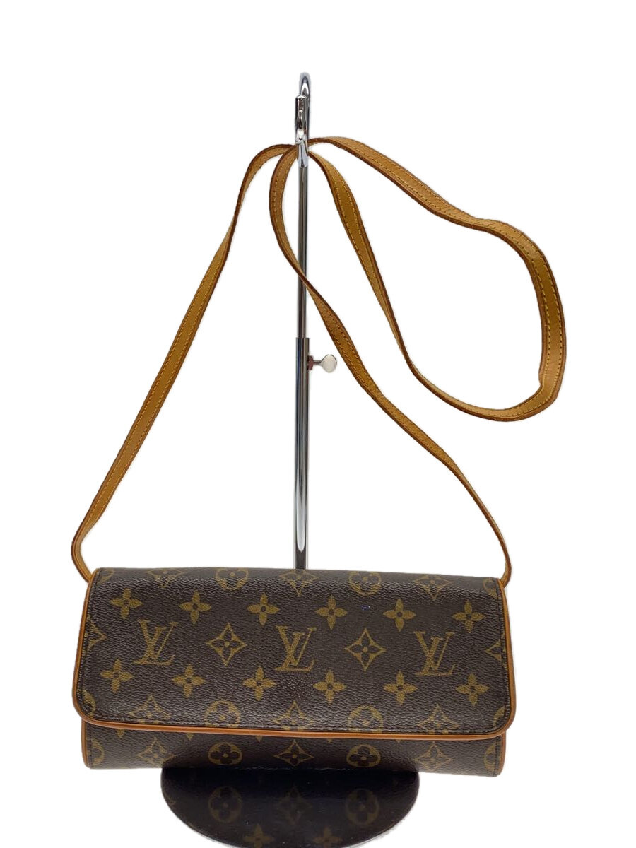 【中古】LOUIS VUITTON◆ポシェット・ツインGM_モノグラム・帆布_BRW/PVC/BRW//【御徒面子】