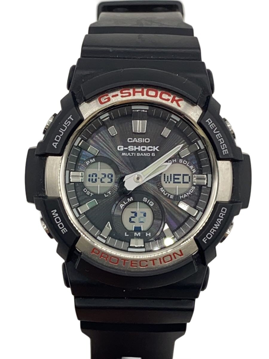 【中古】CASIO◆ソーラーウオッチ・G-SHOCK/デジアナ/天然ゴム/BLK/BLK【服飾雑貨他】