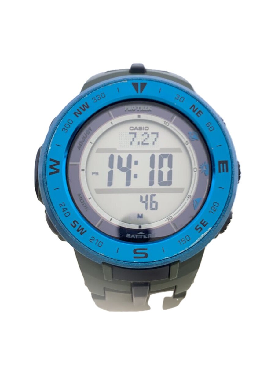 【中古】CASIO◆ソーラーウオッチ/アナログ/天然ゴム/GRY/KHK/SS/PRG-330-2AJF【服飾雑貨他】
