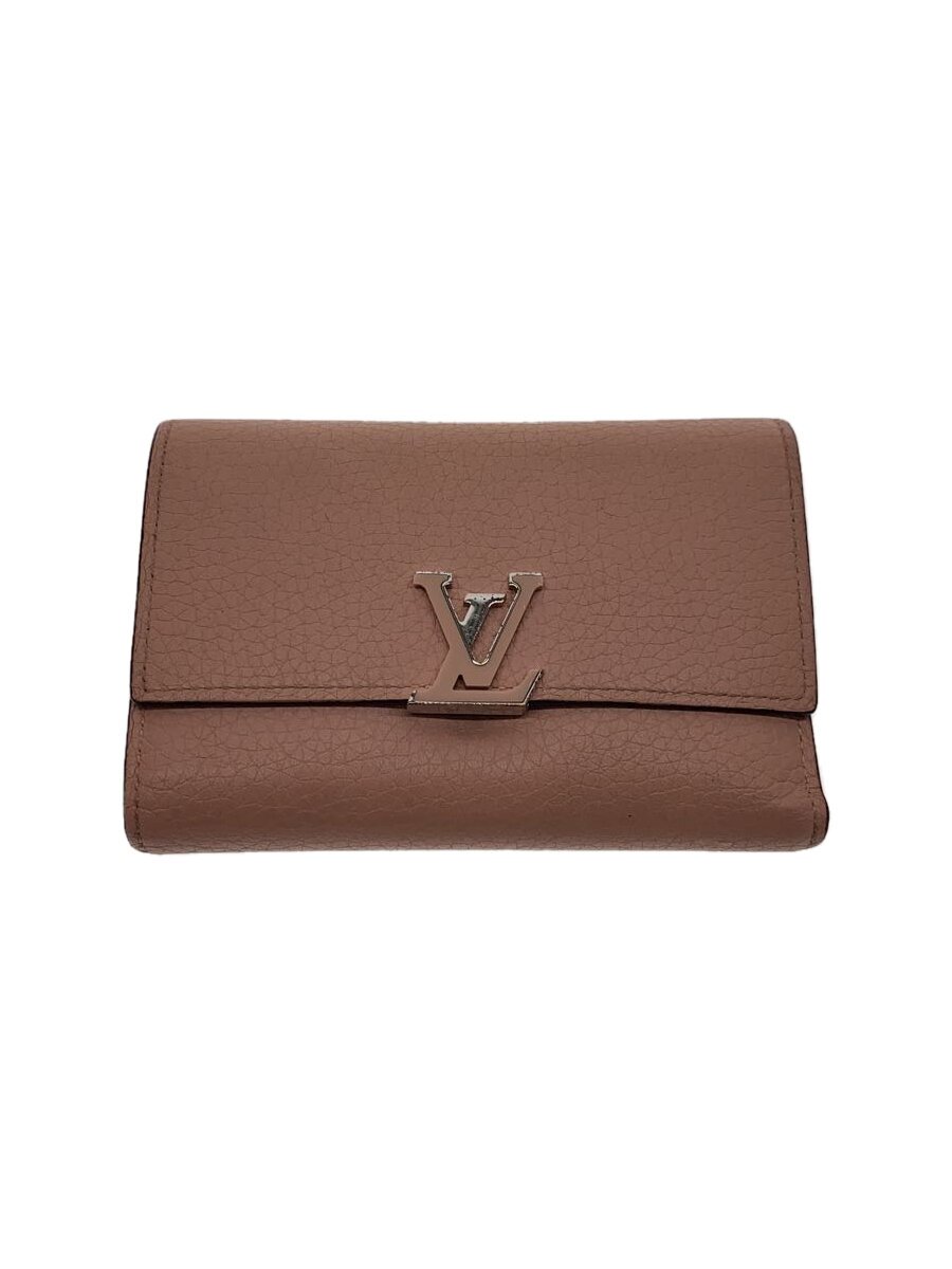 【中古】LOUIS VUITTON◆ポルト・フォイユ・カプシーヌ・コンパクト_パルナセア_PNK/牛革/PNK/レディース【服飾雑貨他】