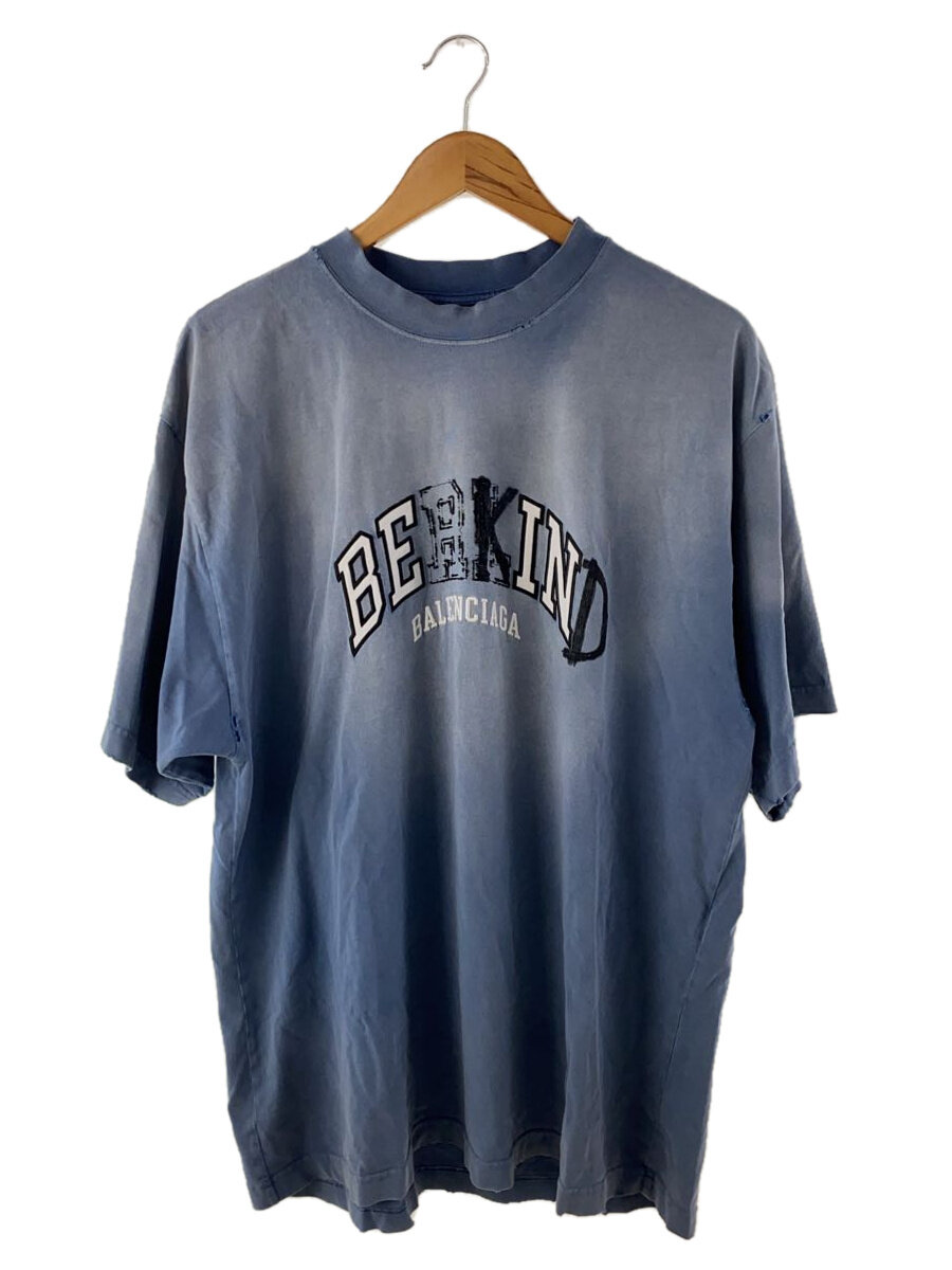 【中古】BALENCIAGA◆23AW/BE KIND刷り上げる不都合製作プルオーバー/L/綿織物/BLU/764235/vintagejer//【メンズウェア】