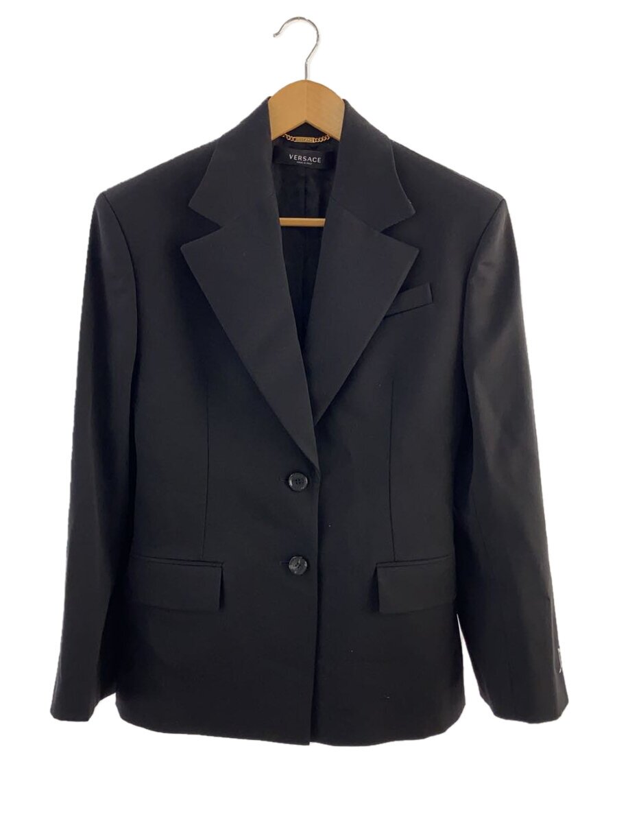 【中古】VERSACE◆Single Breasted Blazer Jacket/テーラードジャケット/36/ウール/BLK/無地//【レディースウェア】|2nd STREET 店
