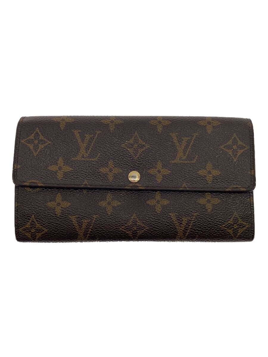 【中古】LOUIS VUITTON◆1)ポルト・フォイユ・サラ_モノグラム・帆布_BRW/PVC/BRW/総柄/レディース【服飾雑貨他】