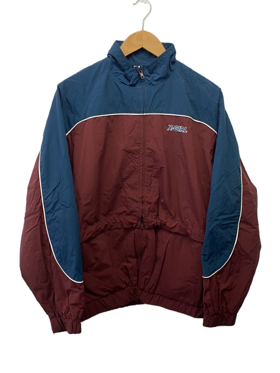 【中古】X-girl◆CONTRAST PIPNG JACKET/M/ナイロン/ボルドーワイン×米国海軍/105233021002【レディース御召しもの】