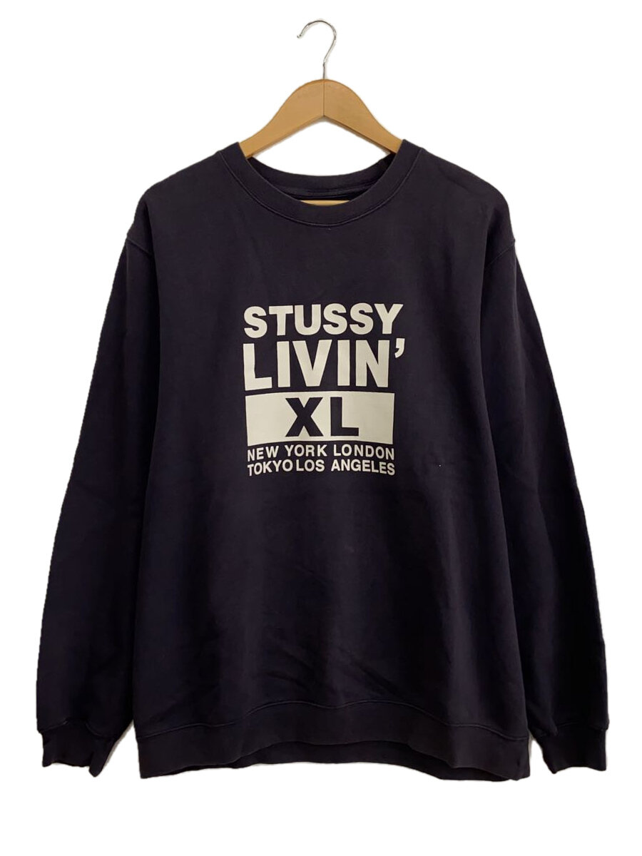 【中古】STUSSY◆90s/紺引き舟/汗水/L/綿織物/NVY//【メンズウェア】