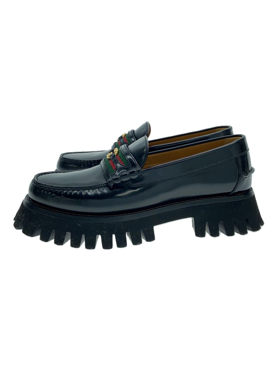 【中古】GUCCI◆ダブルG/シェリー酒生産ライン/シャークソールスニーカー/シューズ/UK6.5/BLK/黒いことなめし革/669819//【シューズ】