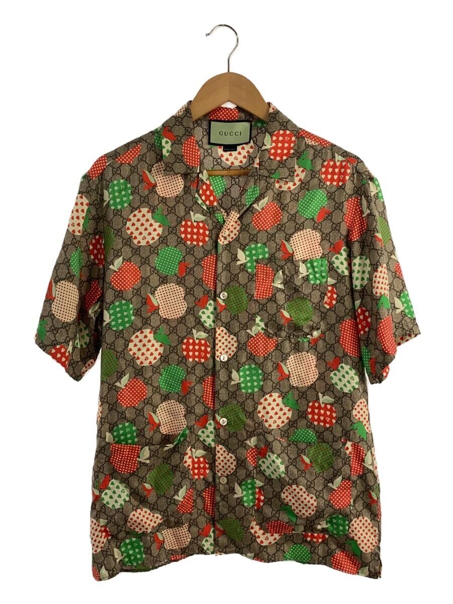 【中古】GUCCI◆21～22AW/明けっ広げ色合い/半袖プルオーバー/44/絹地/BEG/総柄/663638【メンズウェア】