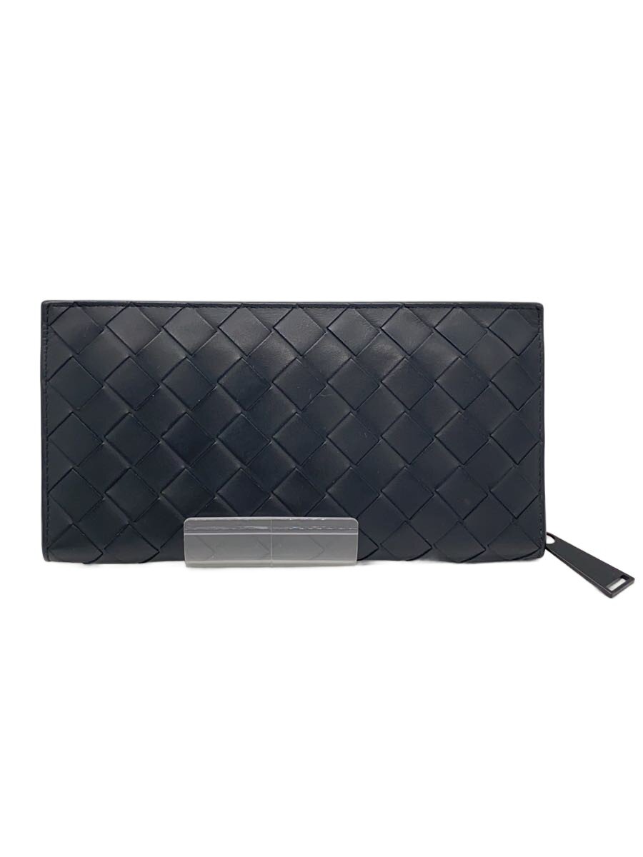 【中古】BOTTEGA VENETA◆長銭入れ/なめし革/BLK/無地/メンズ【服飾雑貨他】