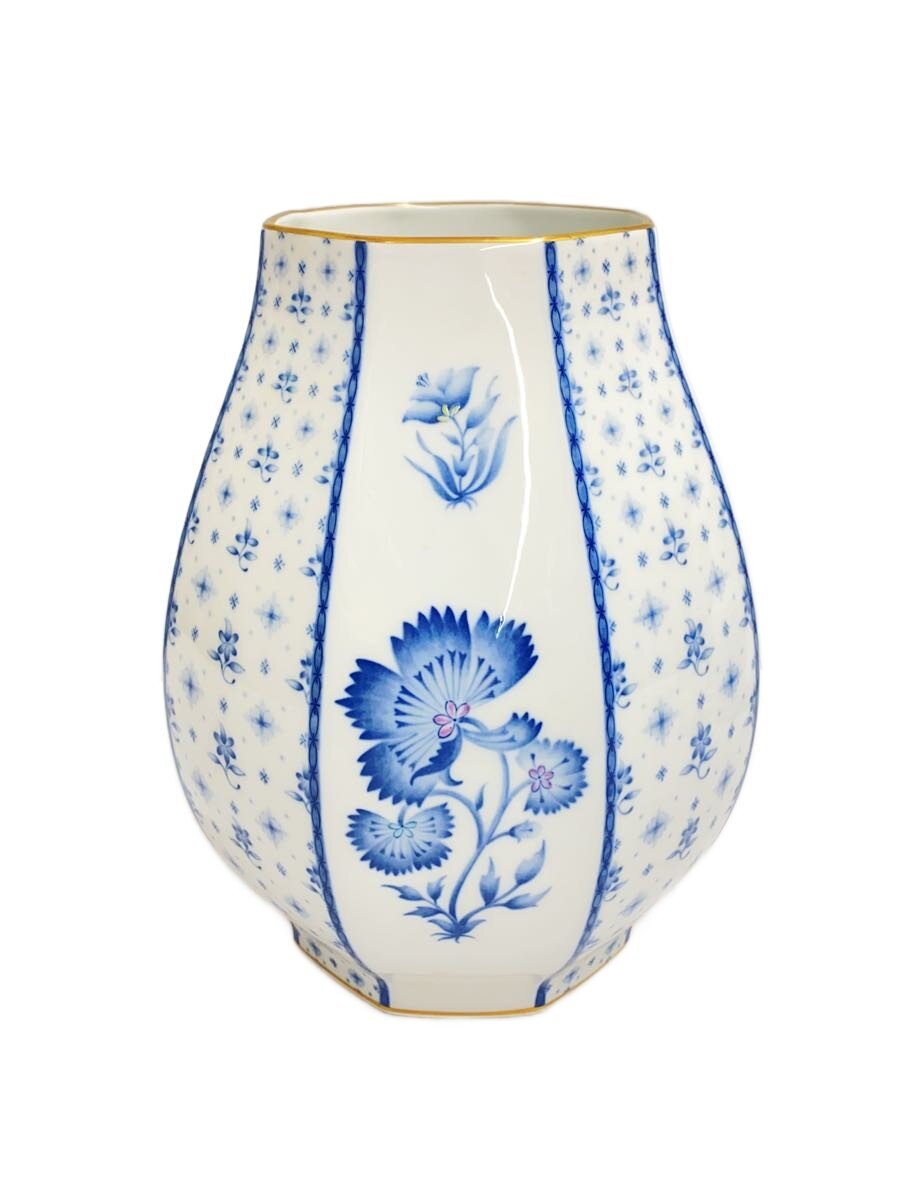 【中古】大倉陶園◆ブルーローズ/壷・花瓶/WHT【インテリア小物・日用雑貨】