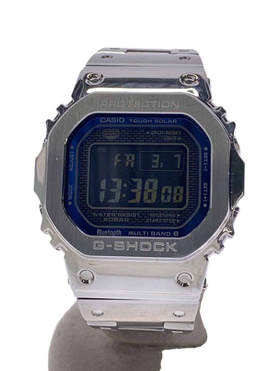 【中古】CASIO◆ソーラーウオッチ_G-SHOCK/デジタル/--/BLK/SLV【服飾雑貨他】