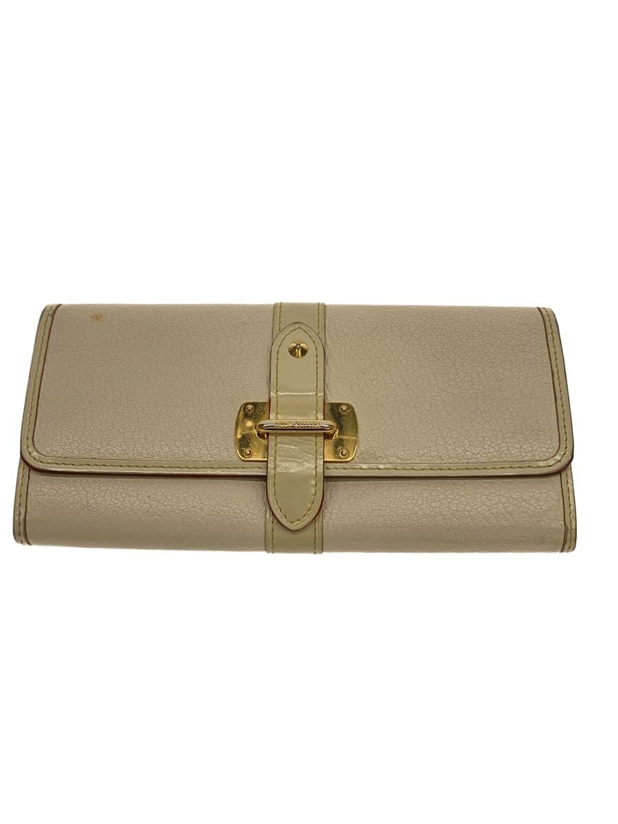 【中古】LOUIS VUITTON◆ポルト・フォイユ・ル・ファヴォリ_スハリ/なめし革/WHT/レディース/汚れた状態/シミ/当て嵌める感有【服飾雑貨他】