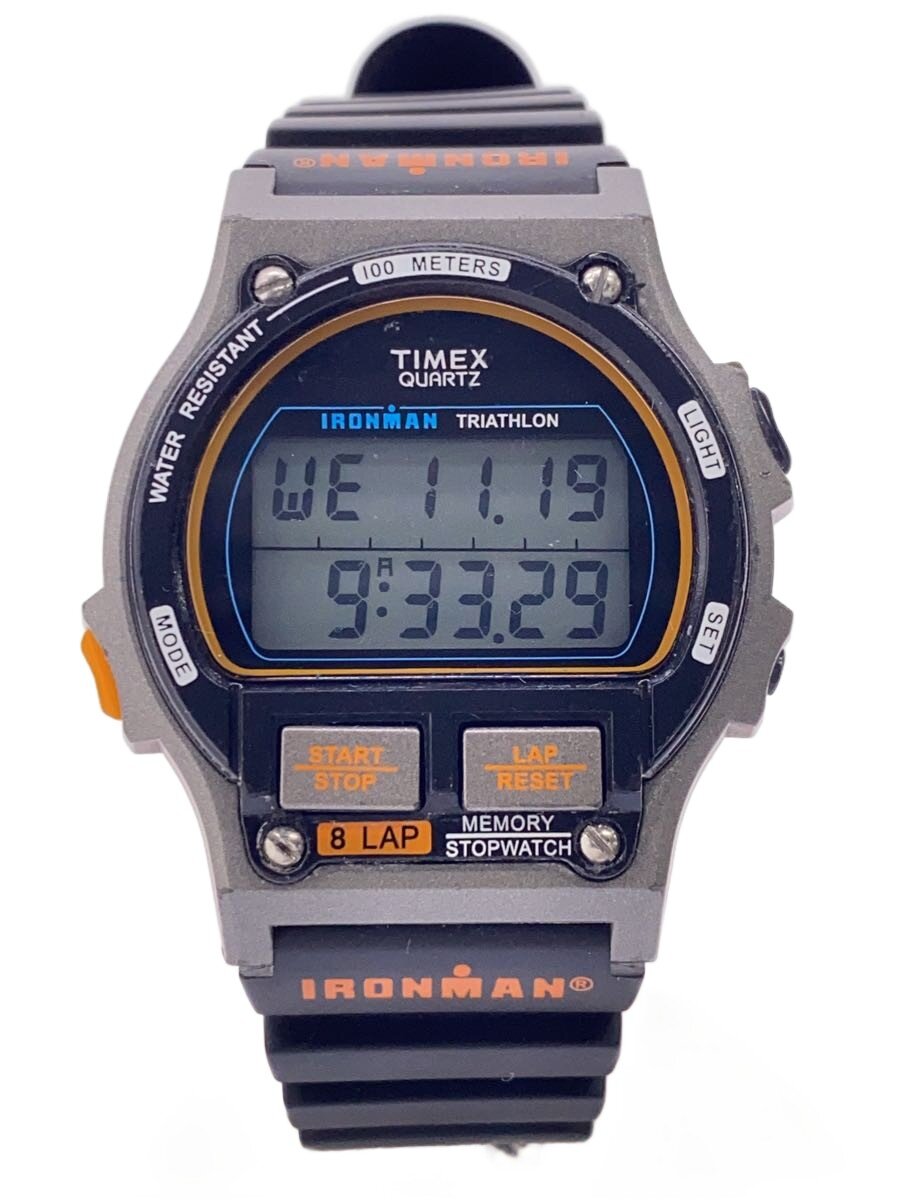 【中古】TIMEX◆石英ウオッチ/デジタル/天然ゴム/GRY【服飾雑貨他】