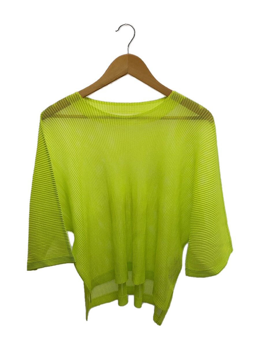 【中古】PLEATS PLEASE ISSEY MIYAKE◆半袖カットソー/--/ポリエステル/GRN/無地/PP41FK361/3【レディース御召しもの】