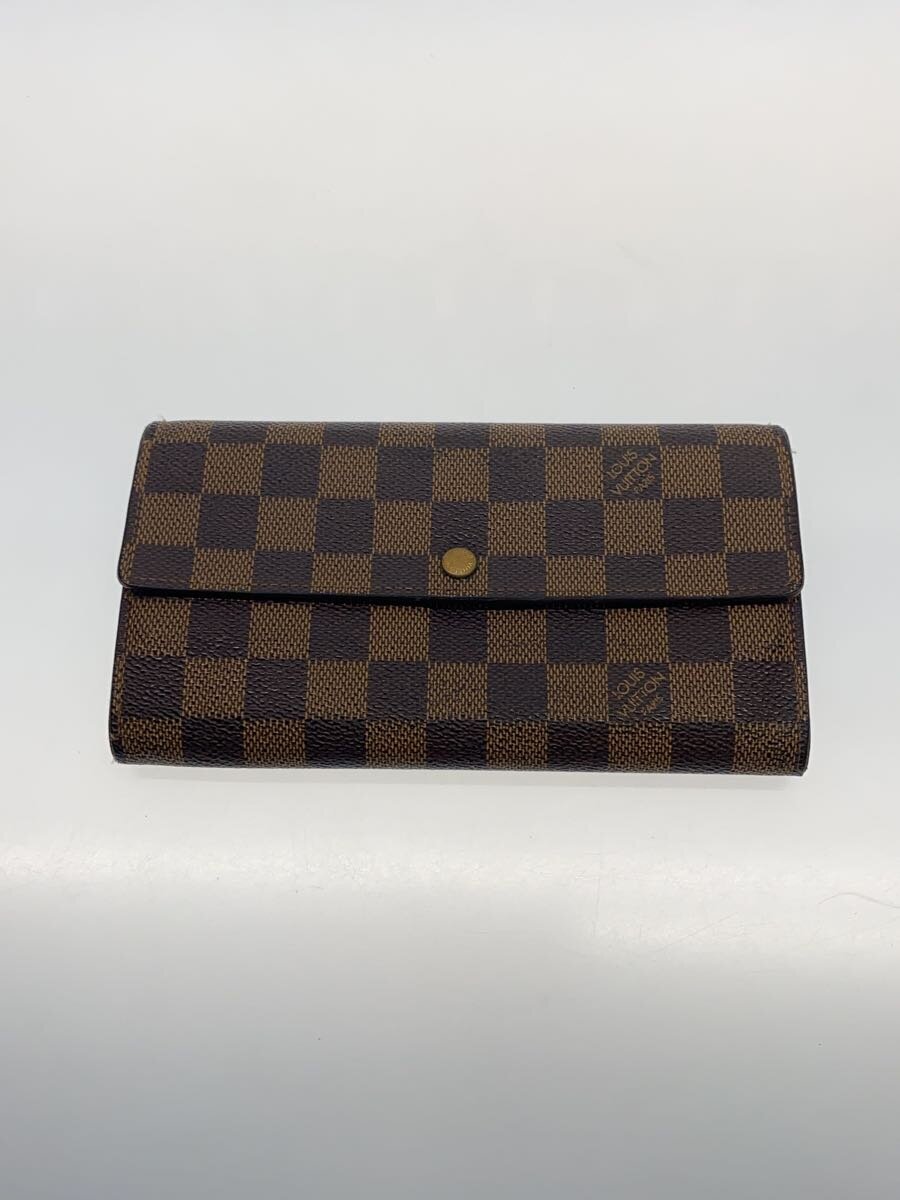 【中古】LOUIS VUITTON◆ポシェット・ポルト・モネ・カルト・クレディ_ダミエ・エベヌ_BRW/PVC/BRW/レディース【服飾雑貨他】