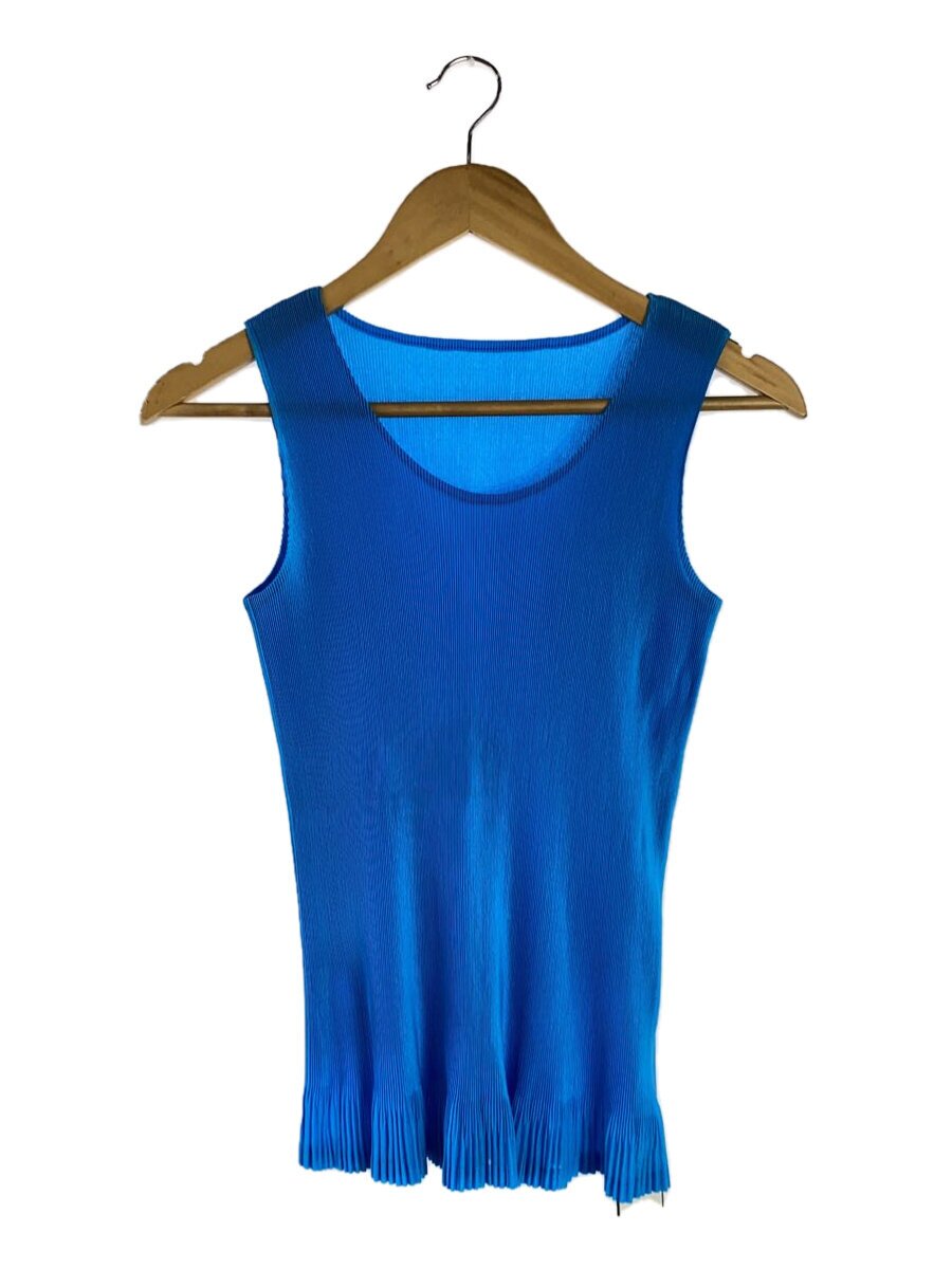【中古】PLEATS PLEASE ISSEY MIYAKE◆キャミソール・貯蔵タンクとっ始め/--/ポリエステル/BLU/無地/PP01FK341【レディース御召しもの】