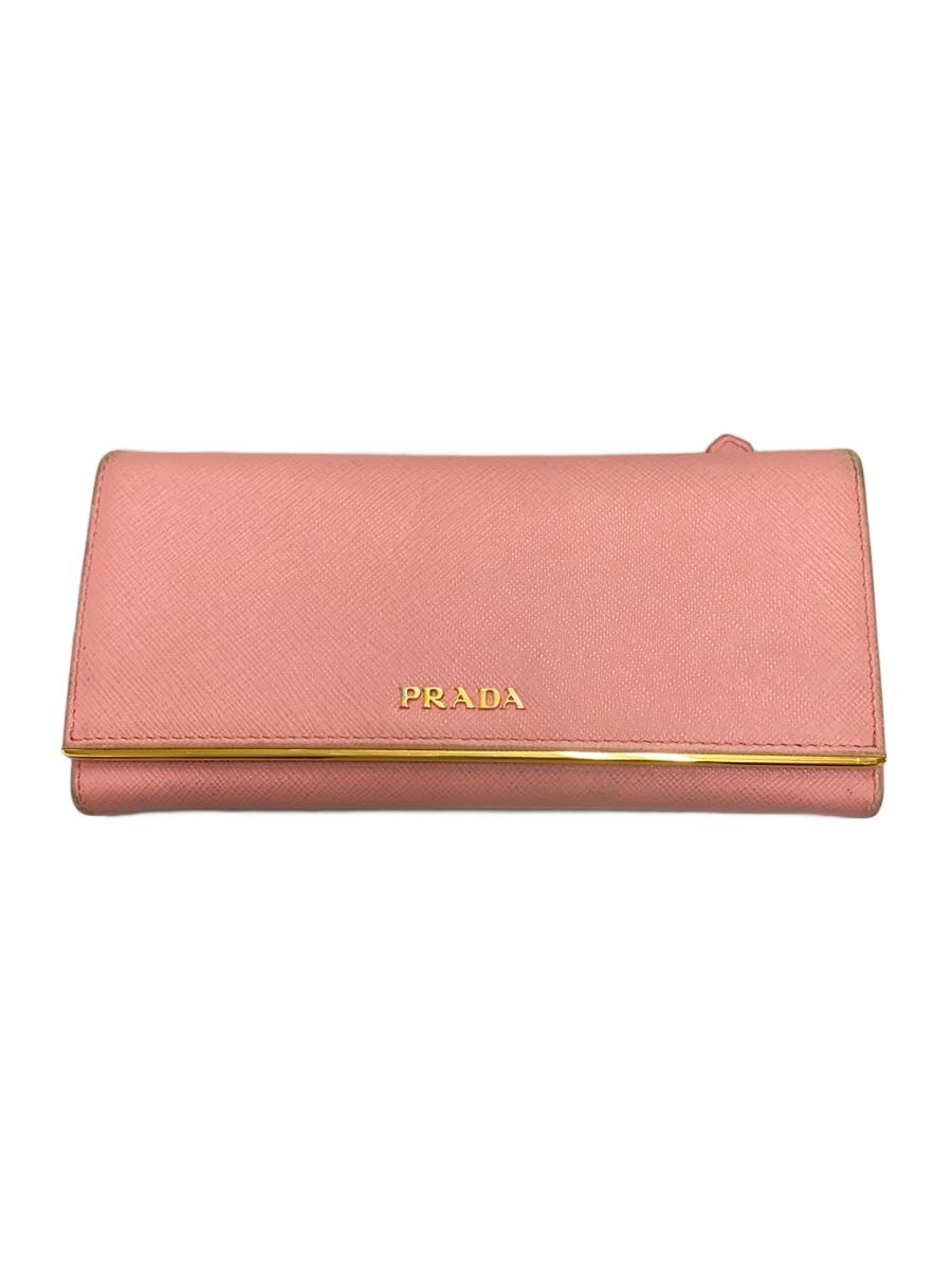 【中古】PRADA◆長紙入れ/なめし革/PNK/無地/レディース//【服飾雑貨他】