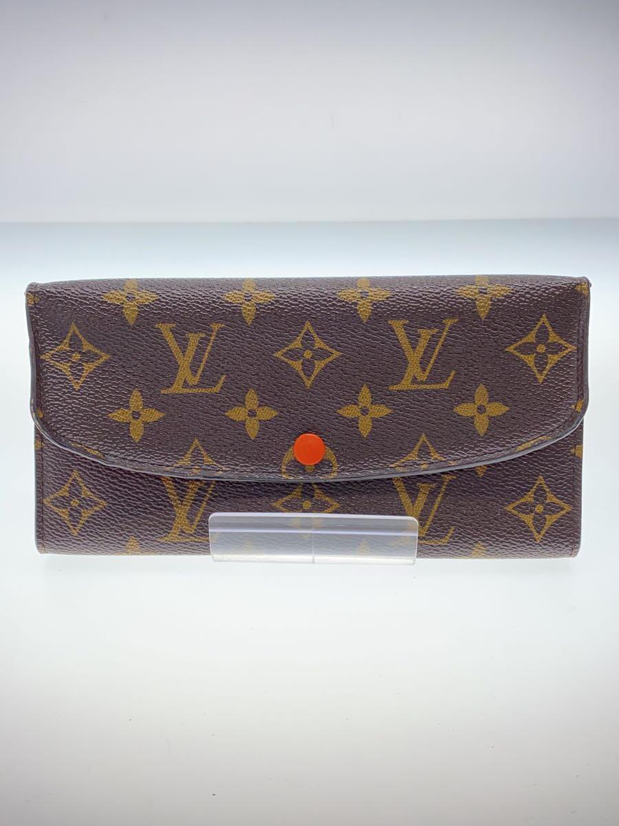 【中古】LOUIS VUITTON◆ポルト・フォイユ・エミリー_モノグラム・帆布_BRW_フューシャ/PVC/BRW/レディース【服飾雑貨他】