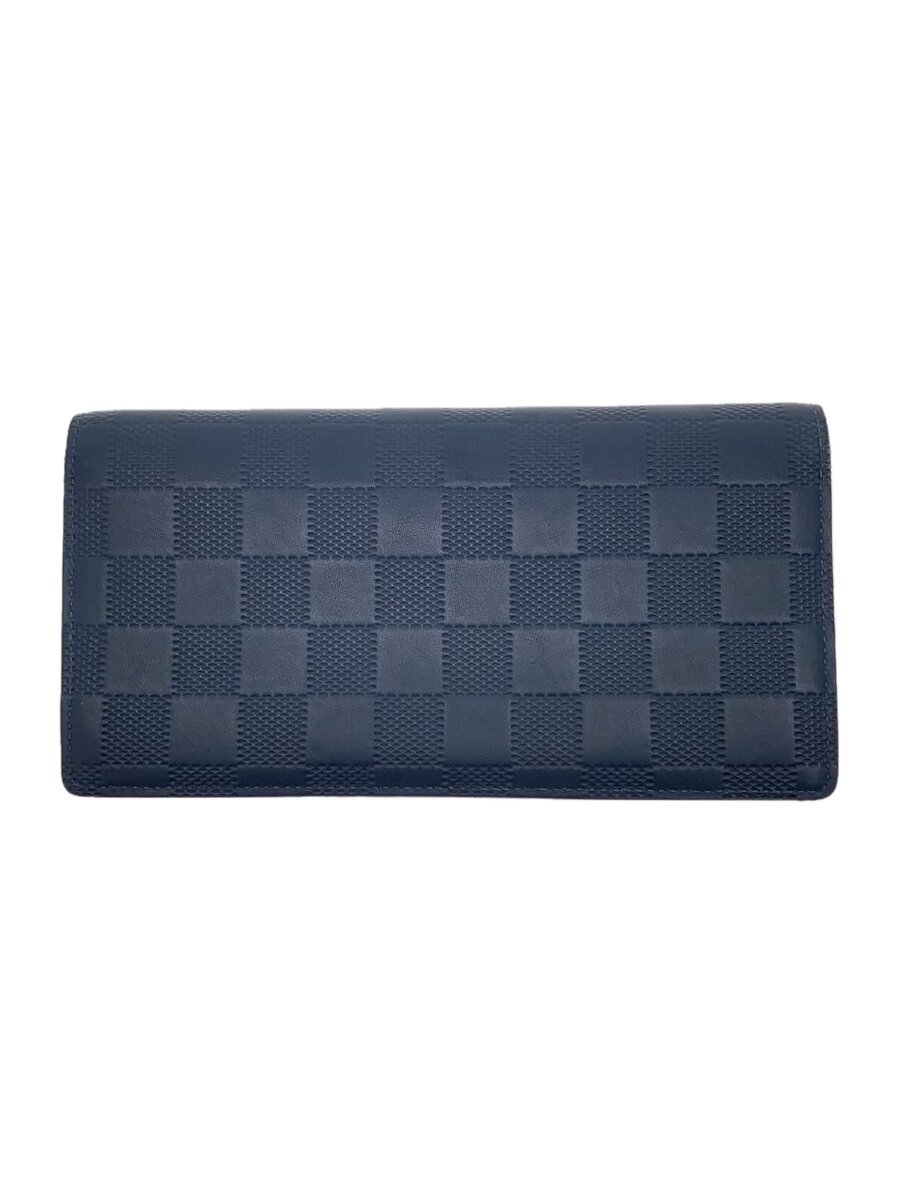 【中古】LOUIS VUITTON◆ポルト・フォイユ・ブラザ_ダミエ・アンフィニ/レザー/BLK/レディース【服飾雑貨他】