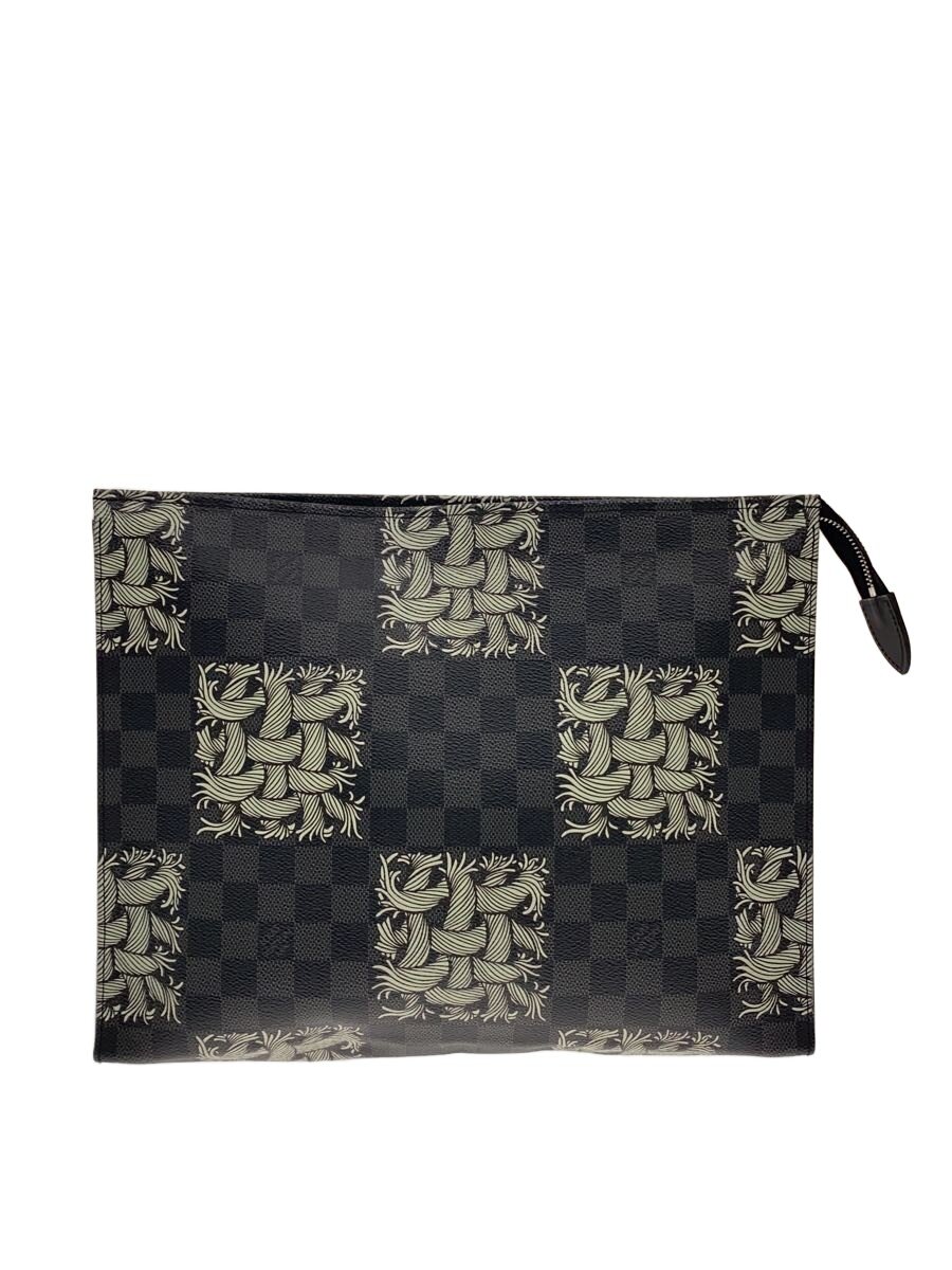 【中古】LOUIS VUITTON◆ポシェット・ヴォワヤージュ_ダミエ・グラフィット/PVC/BLK/総柄【御徒面子】