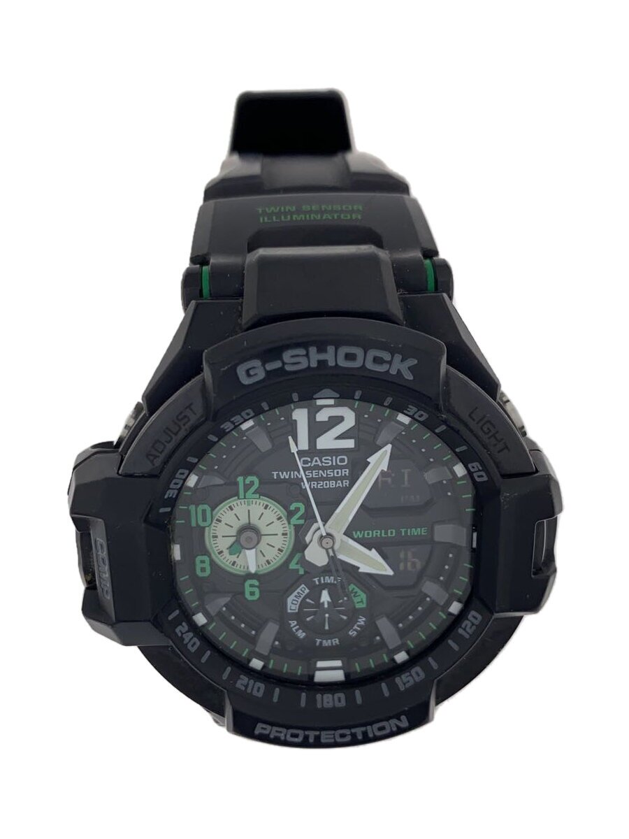 【中古】CASIO◆石英ウオッチ・G-SHOCK/デジアナ/天然ゴム/BLK/BLK/SS【服飾雑貨他】